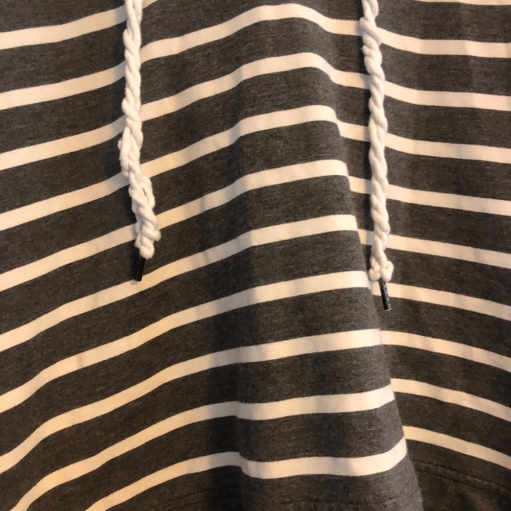CAbi Windward Hoodie Top Striped Lace Up in Gray White 5324 - Picture 4 of 9